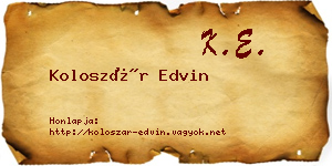 Koloszár Edvin névjegykártya